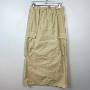 Zara Cargo Maxi Skirt Light Tan Khaki Gorpcore Cargo Pockets Size Medium